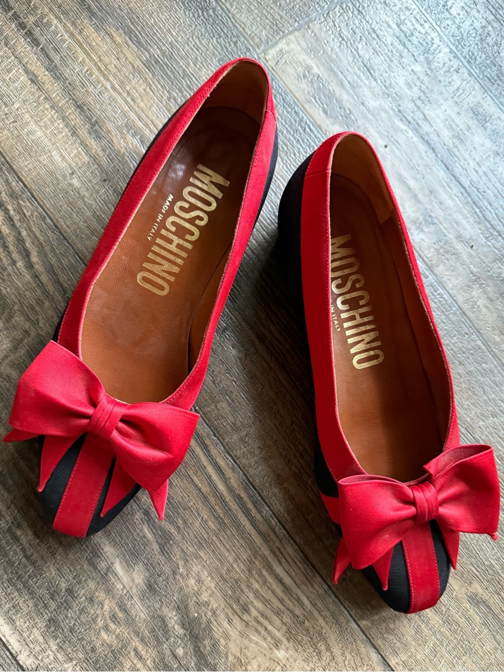 Vintage Moschino Grosgrain Flats with Bows 36.5